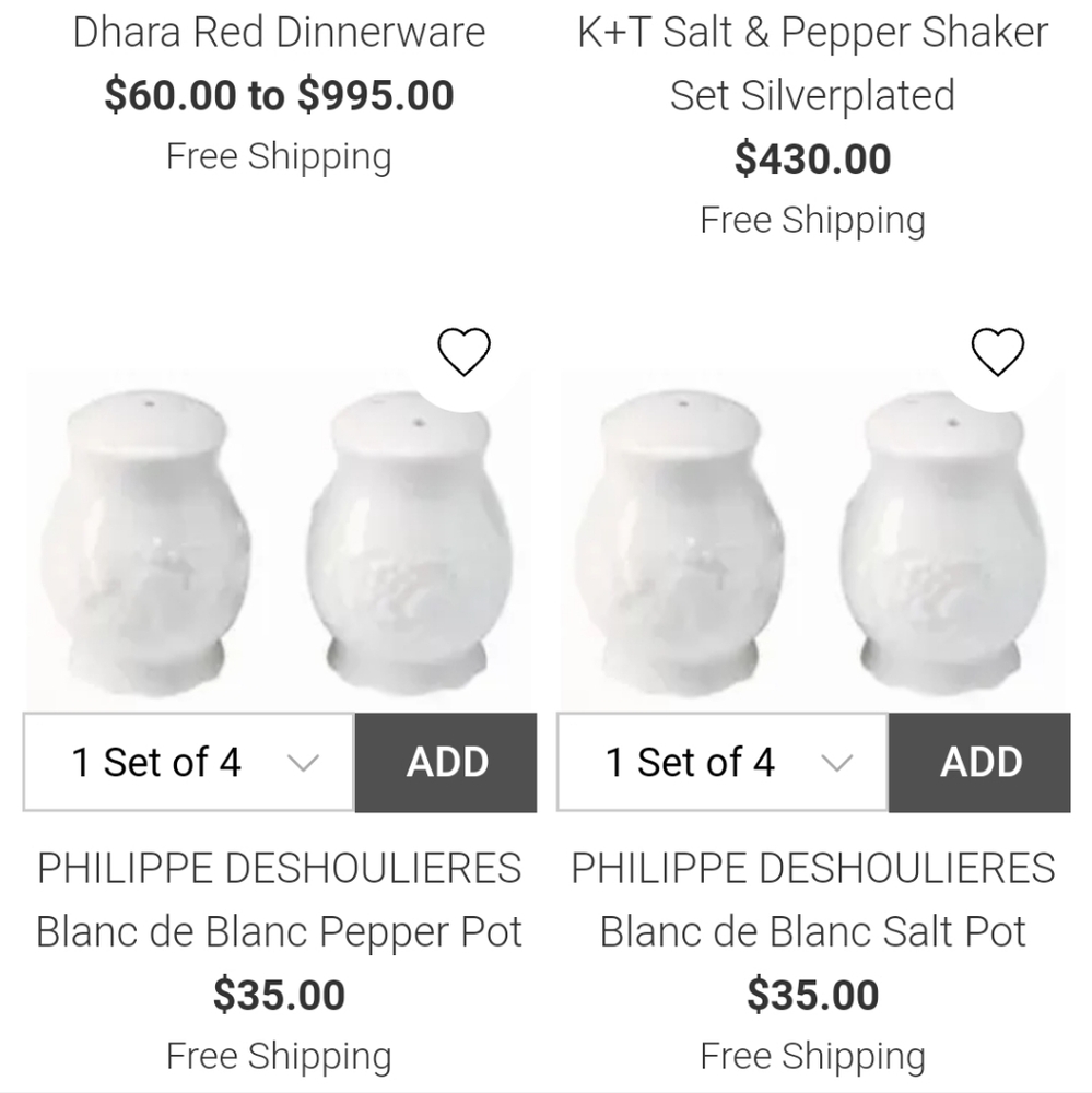 White ceramic salt and pepper shakers - Picture 5 of 5